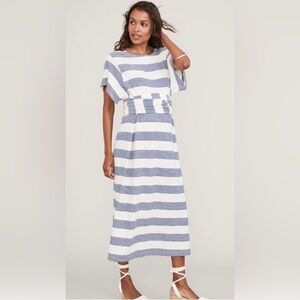 The Sona Dress Ivory/Royal Stripe